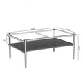 Modern Rectangular Coffee Table with Tempered Glass Surface for Living Room
