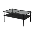 Modern Rectangular Coffee Table with Tempered Glass Surface for Living Room