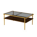 Modern Rectangular Coffee Table with Tempered Glass Surface for Living Room