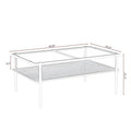 Modern Rectangular Coffee Table with Tempered Glass Surface for Living Room