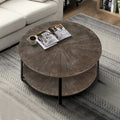 Two-Tier Round Coffee Table with Storage