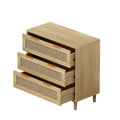 Oak Storage Cabinet with 3 Rattan Drawers - Dimensions: 31.5L x 15.55W x 30.12H