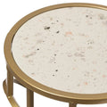 Set of 3 Decorative Gold Metal Round Plant Stands with Modern White Marble Top - Stylish End Side Tables