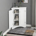 Freestanding Corner Triangle Bathroom Storage Cabinet with Adjustable Shelves - Versatile Accent Cabinet for Living Room
