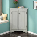 Freestanding Corner Triangle Bathroom Storage Cabinet with Adjustable Shelves - Versatile Accent Cabinet for Living Room