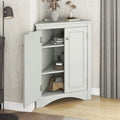 Freestanding Corner Triangle Bathroom Storage Cabinet with Adjustable Shelves - Versatile Accent Cabinet for Living Room