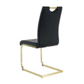 4-Piece Modern Faux Leather Dining Chair Set with Gold Metal Legs and Padded Seats