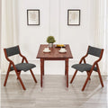 Set of 2 Upholstered Folding Dining Chairs - Space-Saving Wooden Design