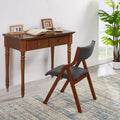 Set of 2 Upholstered Folding Dining Chairs - Space-Saving Wooden Design