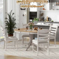 5-Piece Retro Wood Dining Set: Round Extendable Table with 4 Upholstered Chairs