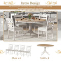 5-Piece Retro Wood Dining Set: Round Extendable Table with 4 Upholstered Chairs