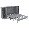 Spacious Wooden Murphy Bed with Shelving, Storage Drawers, and USB Charging Ports
