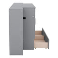 Spacious Wooden Murphy Bed with Shelving, Storage Drawers, and USB Charging Ports