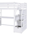 Merax Loft Bed with Integrated Desk and Storage Shelves