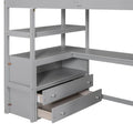 Merax Loft Bed with Integrated Desk and Storage Shelves