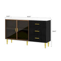 Contemporary Wooden Sideboard Featuring 2 Amber-Yellow Tempered Glass Doors