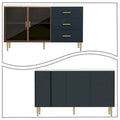 Contemporary Wooden Sideboard Featuring 2 Amber-Yellow Tempered Glass Doors