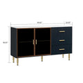 Contemporary Wooden Sideboard Featuring 2 Amber-Yellow Tempered Glass Doors