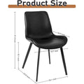 CangLong Set of 2 Mid-Century Dining Chairs with Soft PU Leather Cushions and Metal Legs, Black
