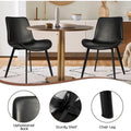 CangLong Set of 2 Mid-Century Dining Chairs with Soft PU Leather Cushions and Metal Legs, Black