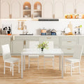 Grondin Contemporary 5-Piece Dining Set with Tempered Glass Table and 4 Diamond-Stitched PU Leather Chairs