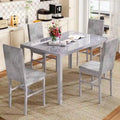 Grondin Contemporary 5-Piece Dining Set with Tempered Glass Table and 4 Diamond-Stitched PU Leather Chairs