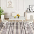 Grondin Contemporary 5-Piece Dining Set with Tempered Glass Table and 4 Diamond-Stitched PU Leather Chairs