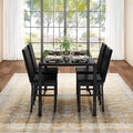Grondin Contemporary 5-Piece Dining Set with Tempered Glass Table and 4 Diamond-Stitched PU Leather Chairs