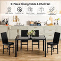 Grondin Contemporary 5-Piece Dining Set with Tempered Glass Table and 4 Diamond-Stitched PU Leather Chairs