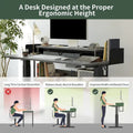 FEZIBO Ergonomic Electric Standing Desk with Shelves and Monitor Stand – Adjustable Sit-Stand Home Office Solution with Storage