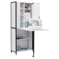 Versatile Craft Armoire with Foldable Desktop for Sewing and Home Office Use