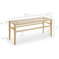 Mieres Boho-Inspired Solid Wood Bench with Woven Rope Seat - Mid-Century Modern Indoor Ottoman with Rubber Wood Legs for Home Office