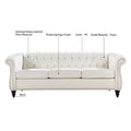 Cream 84.65 Traditional Chesterfield 3-Seater Sofa in PU Leather