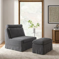 Modern 45" Anne Slipcovered Chair with Ottoman by HULALA HOME