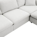 Contemporary L-Shaped Sectional Sofa Set with 2 Complimentary Pillows, 4-Seater Polyester Couch and Convertible Ottoman