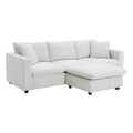 Contemporary L-Shaped Sectional Sofa Set with 2 Complimentary Pillows, 4-Seater Polyester Couch and Convertible Ottoman