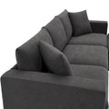 Contemporary L-Shaped Sectional Sofa Set with 2 Complimentary Pillows, 4-Seater Polyester Couch and Convertible Ottoman