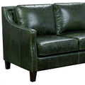 Vintage Essex Distressed Green Top Grain Leather Sofa