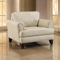 Lisa 38-Inch Cream Top Grain and Split Leather Accent Chair with Solid Wood Frame