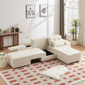 Beige Modular Corduroy Sleeper Sofa and Sectional Set - Versatile 3-in-1 Design