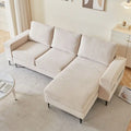 HOOOWOOO L-Shaped Upholstered Sofa with Stylish Metal Legs