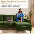 HOOOWOOO L-Shaped Upholstered Sofa with Stylish Metal Legs