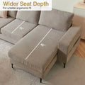 HOOOWOOO L-Shaped Upholstered Sofa with Stylish Metal Legs