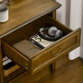 Vintage Side Table with Storage: End Table Featuring Drawer and Open Shelf for Bedroom and Living Room