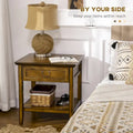 Vintage Side Table with Storage: End Table Featuring Drawer and Open Shelf for Bedroom and Living Room