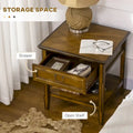 Vintage Side Table with Storage: End Table Featuring Drawer and Open Shelf for Bedroom and Living Room