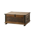 Handcrafted Reclaimed Barn Wood Trunk or Coffee Table with Wrought Iron Accents - 36" Wide for Indoor Use