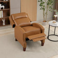 Authentic Leather Pushback Recliner with Adjustable Seat Back and Sturdy Wooden Legs