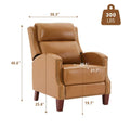 Authentic Leather Pushback Recliner with Adjustable Seat Back and Sturdy Wooden Legs