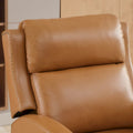 Authentic Leather Pushback Recliner with Adjustable Seat Back and Sturdy Wooden Legs
